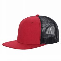 6 panel flat bill trucker cap